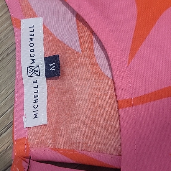 Vibrant Orange and Pink Leaf Print Dress - Picture 2 of 4